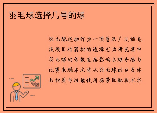 羽毛球选择几号的球